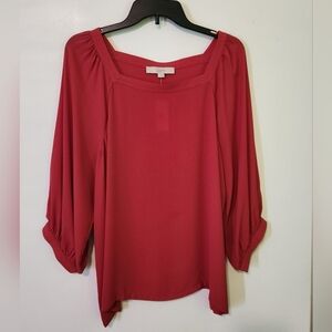 LOFT Orange Square Neck Blouse - Size L